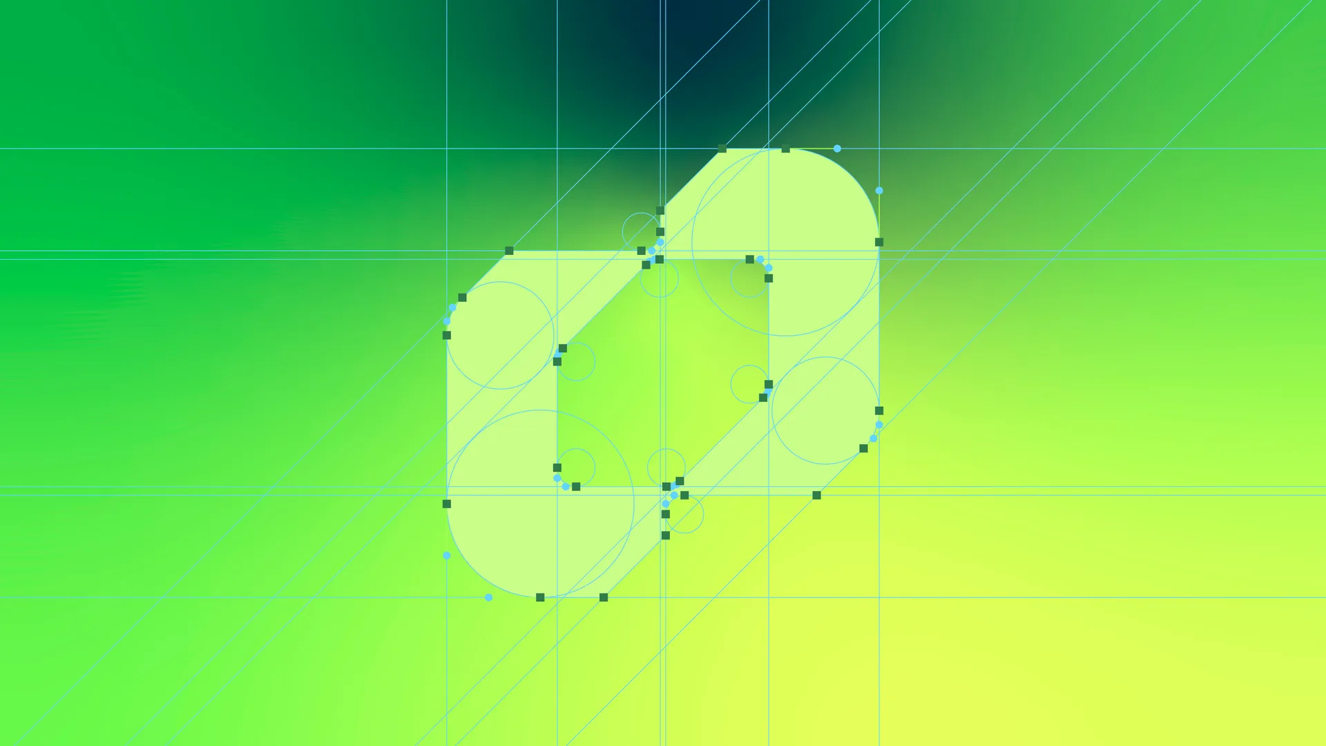 Grid de construção de logo apresentado no Illustrator com o Gridfy Pro